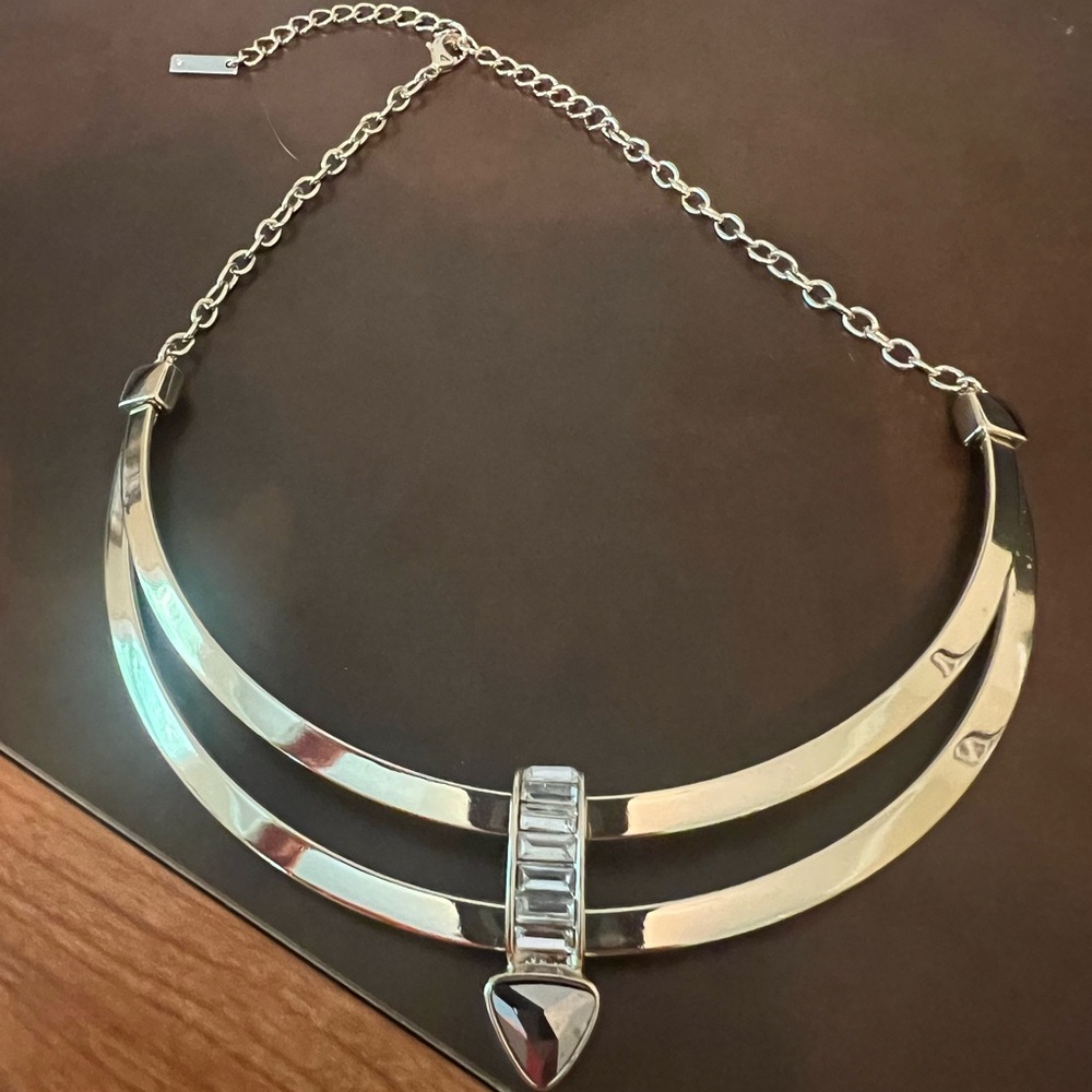 White House Black Market Silver Statement Necklace